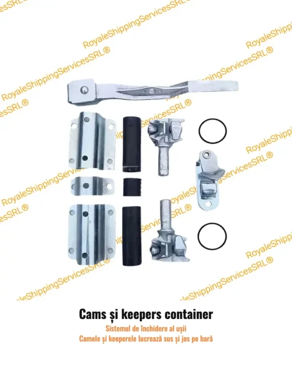 Cams și keepers în sistemul de închidere al ușii containerului