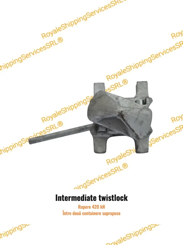Intermediate twistlock pentru prinderea a două containere suprapuse, rupere 420 kN
