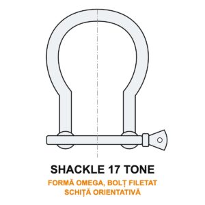 Shackle 17 tone, cheie de tachelaj omega cu bolț filetat, schiță orientativă